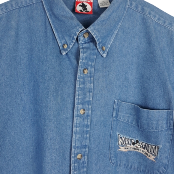 VTG Mens Disney Mickey WDW reunion denim shirt XL - Picture 2 of 11